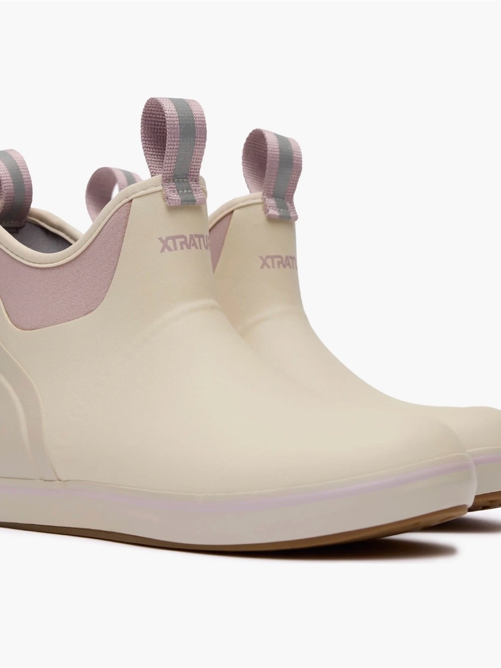 Xtratuf Women’s Cream & Pink Slip-On Waterproof Ankle Boots